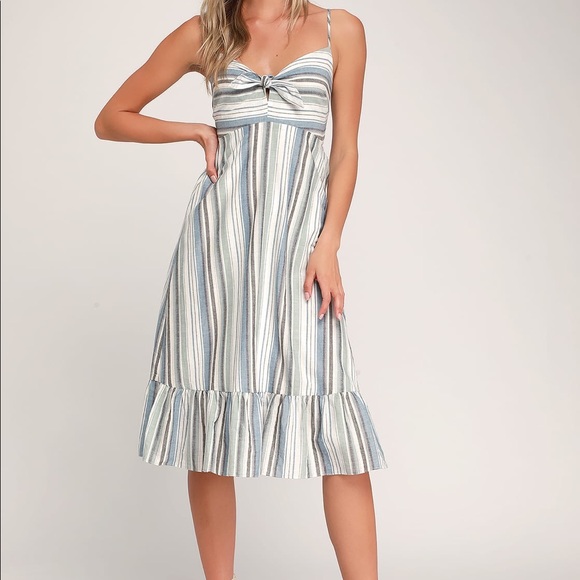 Lulus multi striped tie front dress - Picture 1 of 5